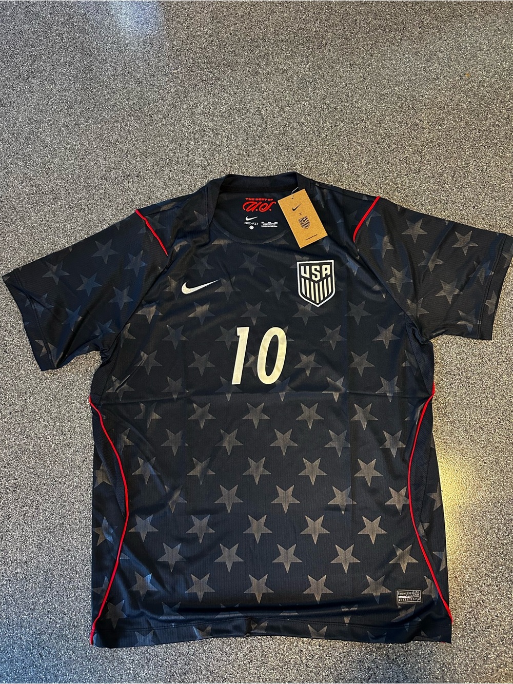 Nike Black USA Soccer Jersey with White Number 10 and Red Trim